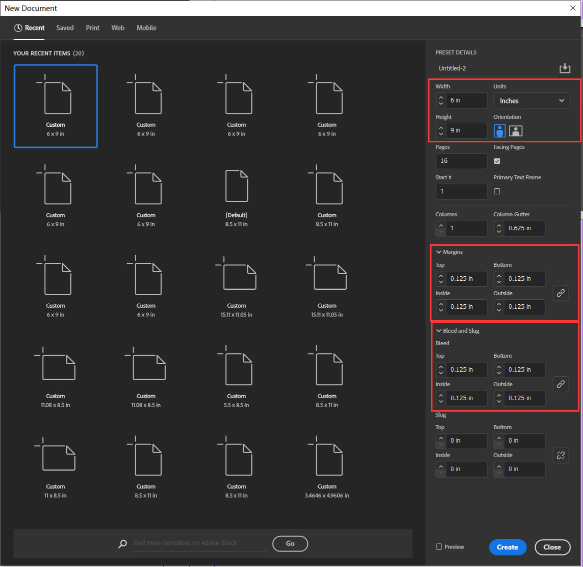 Setting up your document in Adobe InDesign