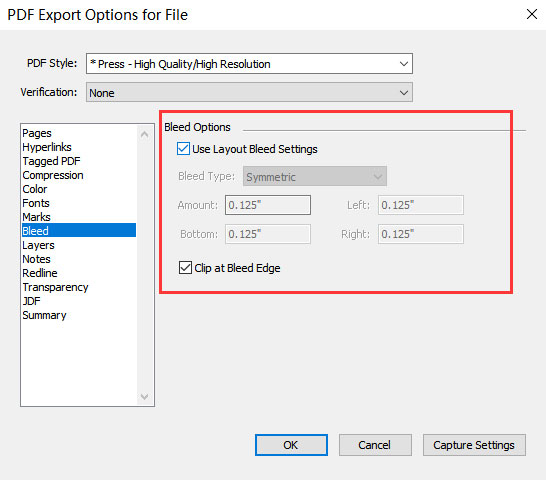 Configure export options