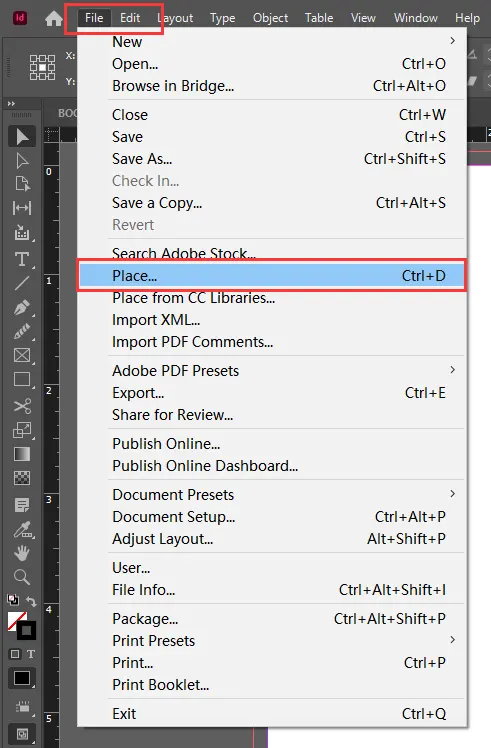 How to Use QinPrinting Cover Templates in Adobe InDesign - Place the template 1